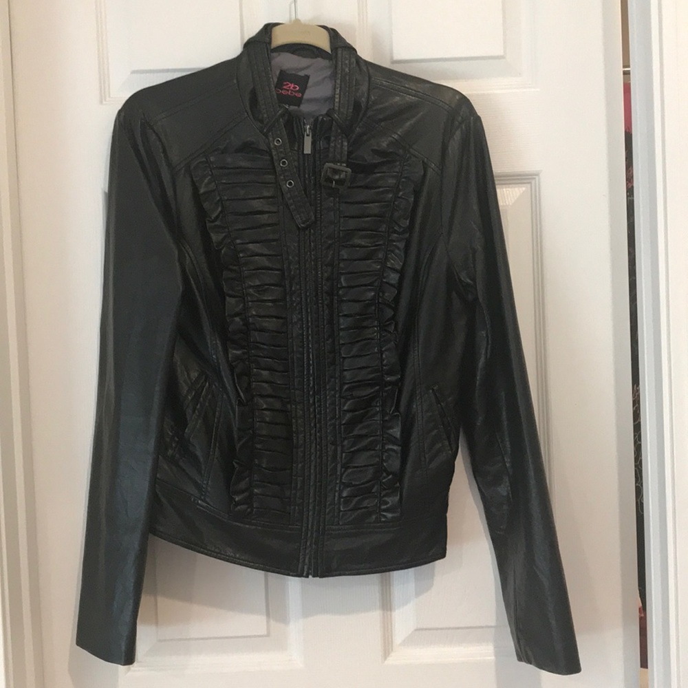 2B Bebe Faux leather black jacket